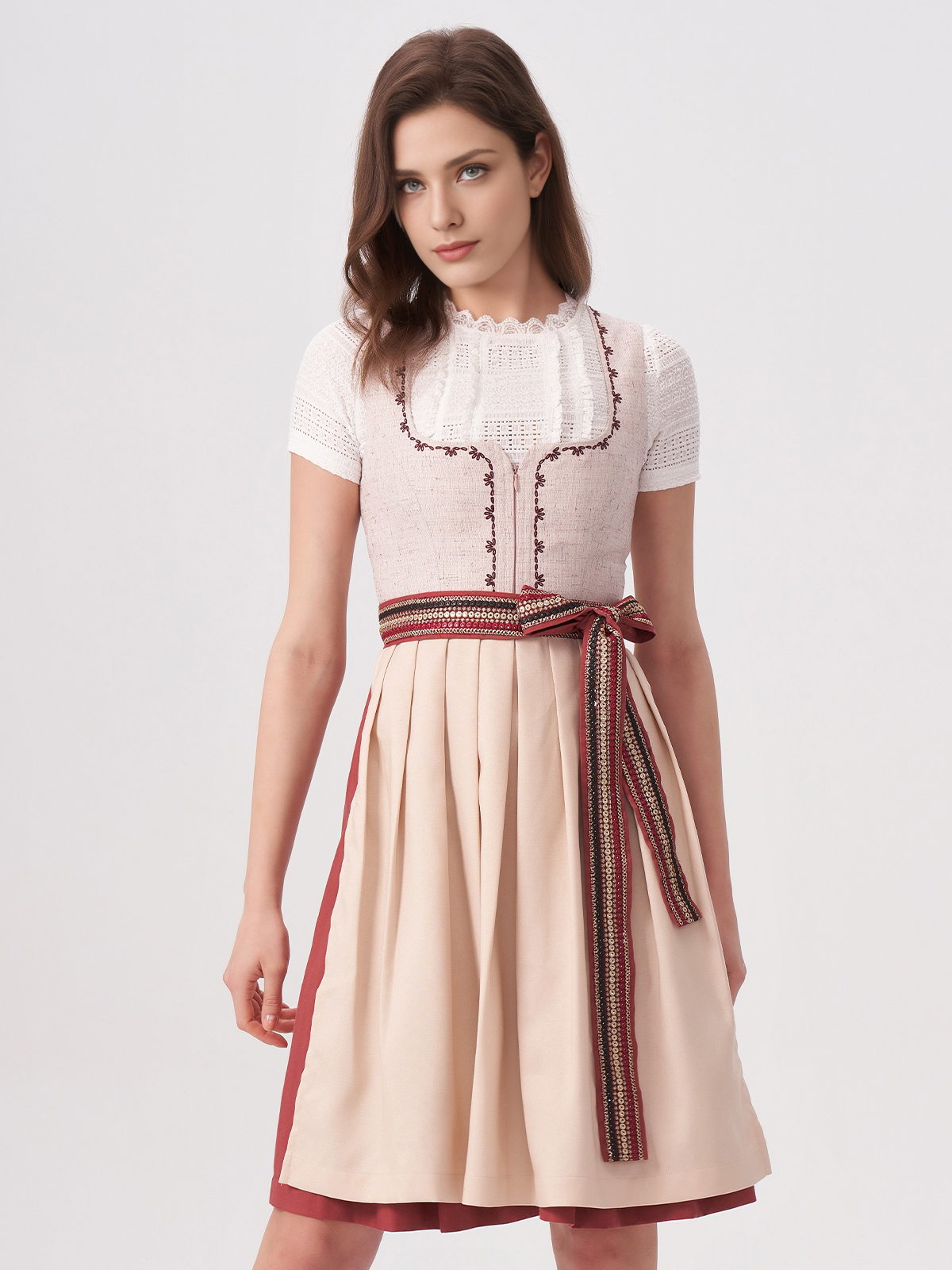 Langarm Dirndlbluse in Rosa