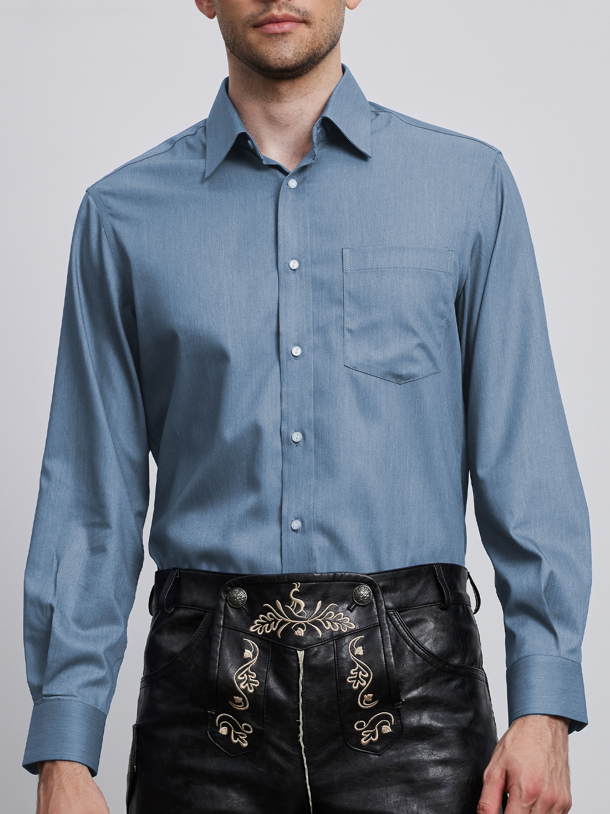 Bluse Dirndl Langarm in Blau