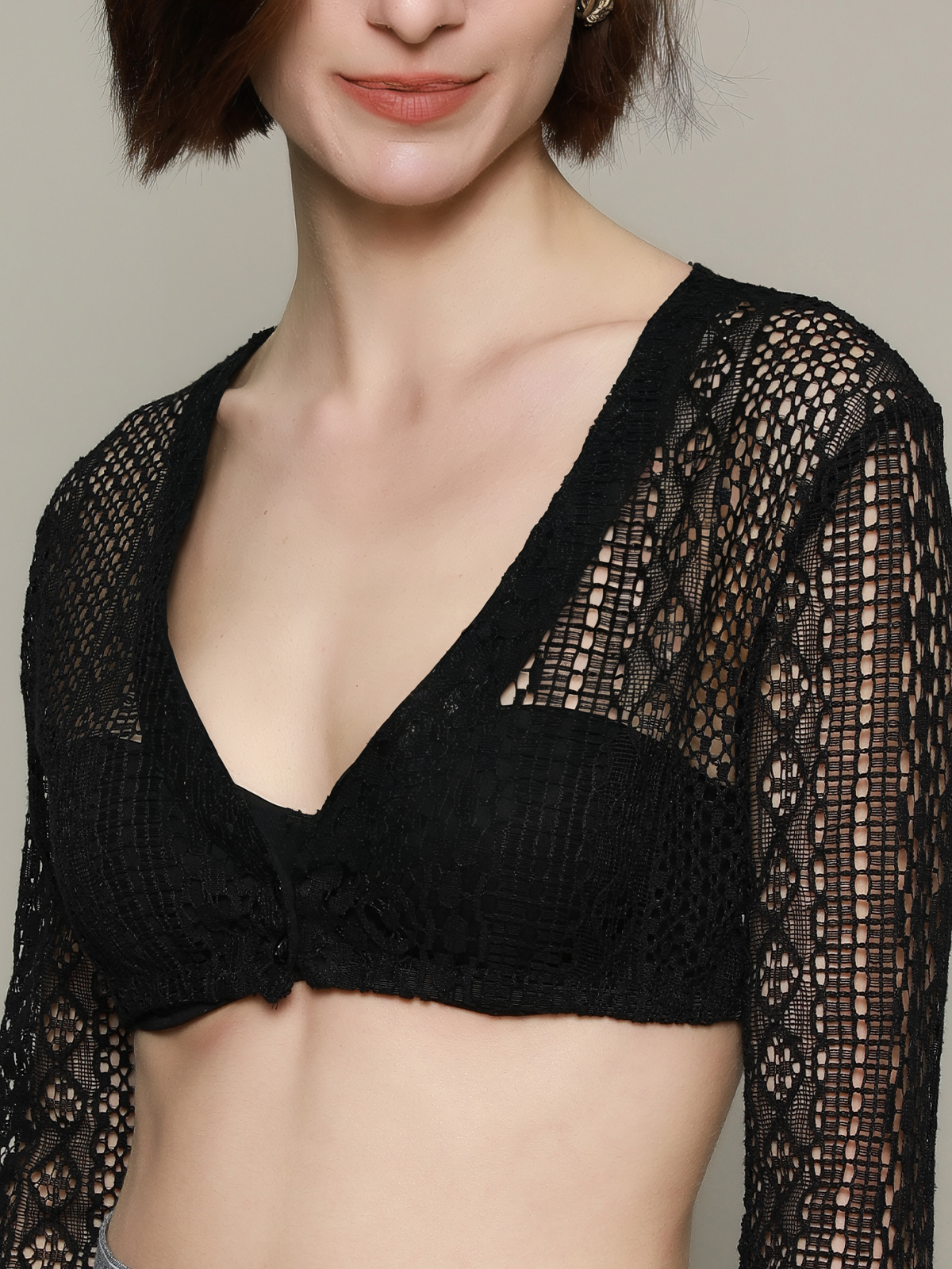 Moderne Dirndlbluse Spitze in Schwarz